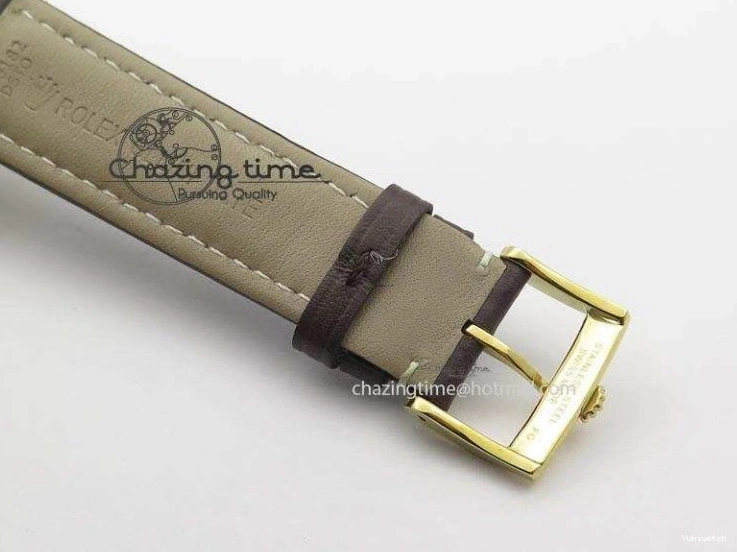 On YG A2824 Leather Brown Dial Date Cellini Strap Numeral White 0318
